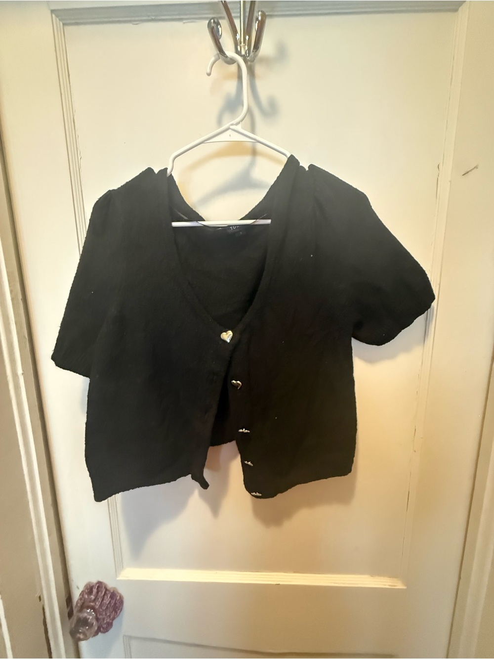 Torrid Women's Short Sleeve Knit Cardigan with Heart Buttons - Picture 2 of 5